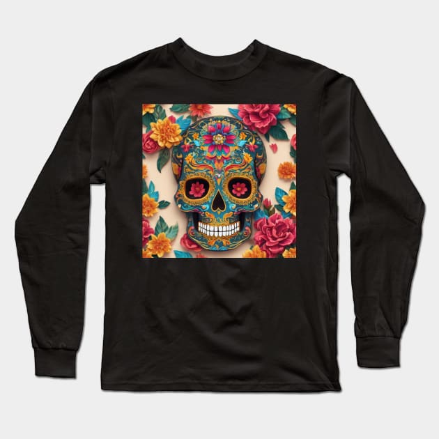 Skull flower cute design Long Sleeve T-Shirt by nonagobich